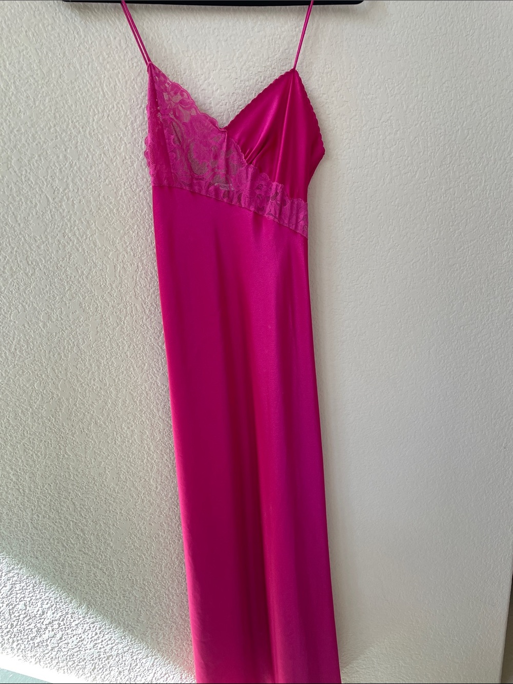 Vintage Ralph Montenegro fuchsia Lace and Poly Satin Gown